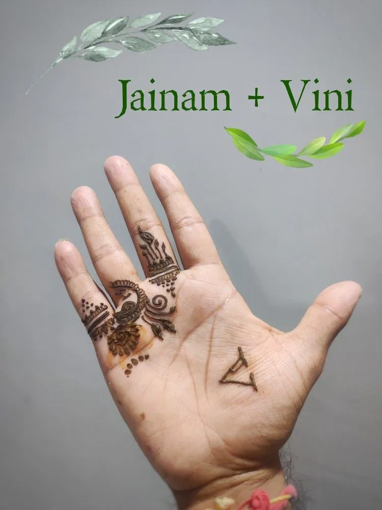 Front Hand Mehndi Design with Deity