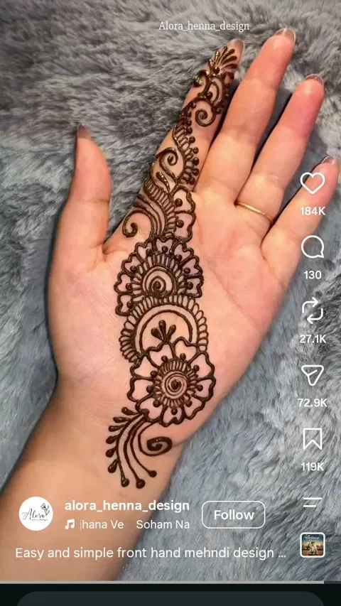arabic minimal bel finger mehndi design