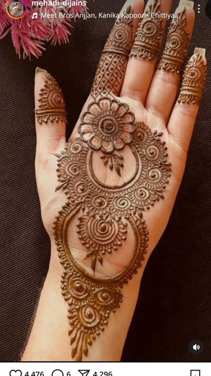 Simple Stylish Finger Mehndi Design with Bel and Gol Tikki
