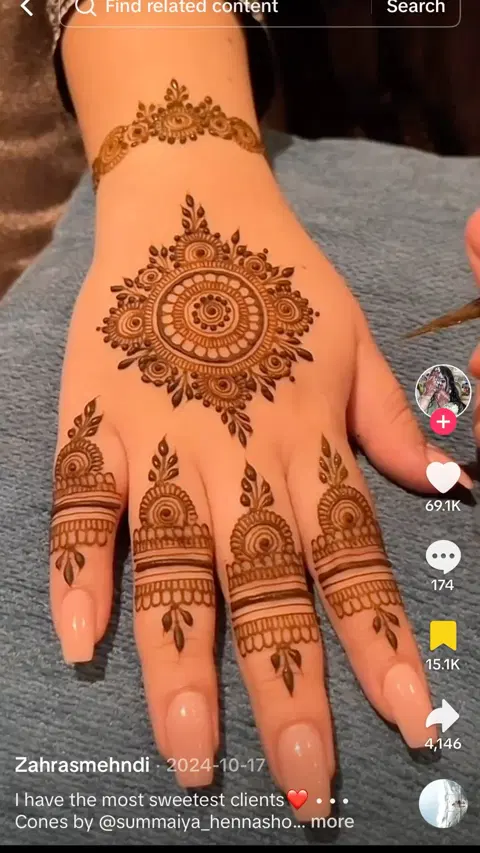 aesthetic pakistani circle back hand mehndi design