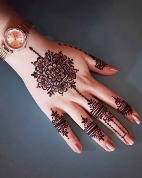 pakistani simple circle front hand mehndi design