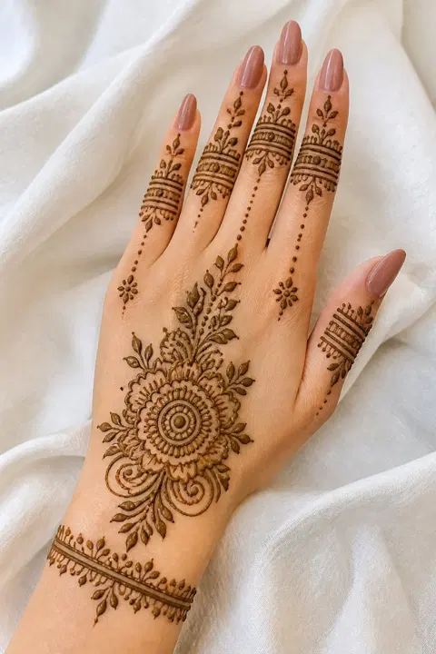 bridal simple back hand mehndi design