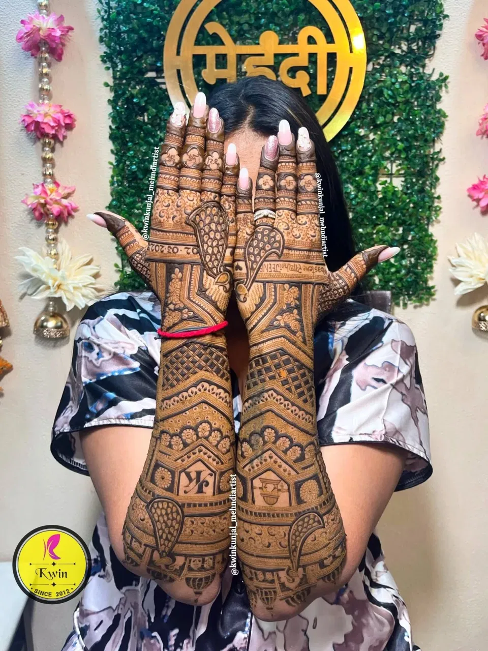 Arabic Bridal Arm Mehndi Design with Deity and Figures for Engagement