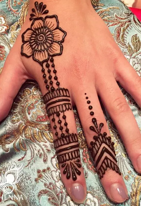 arabic simple flower back hand mehndi design