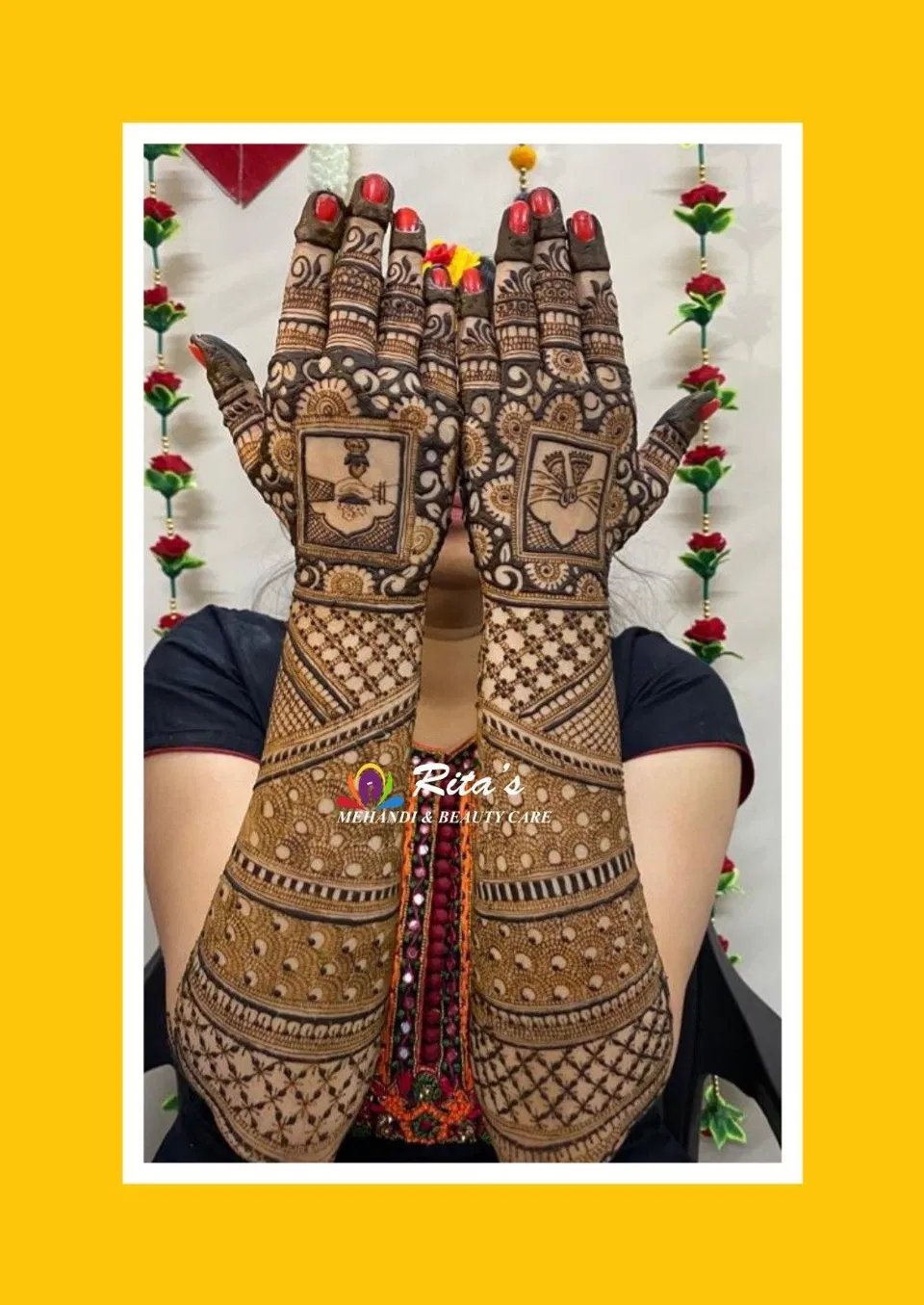 Bridal Stylish Back Hand Mehndi Design with Figures and Hearts for Teej (10)