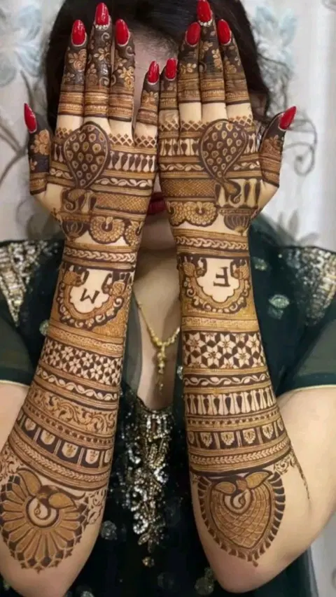 bridal indian figure arm mehndi design