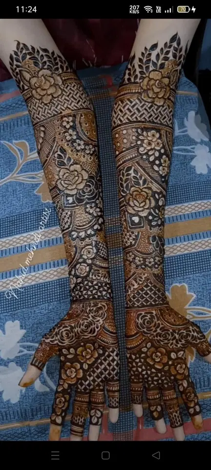 bridal dubai figure arm mehndi design