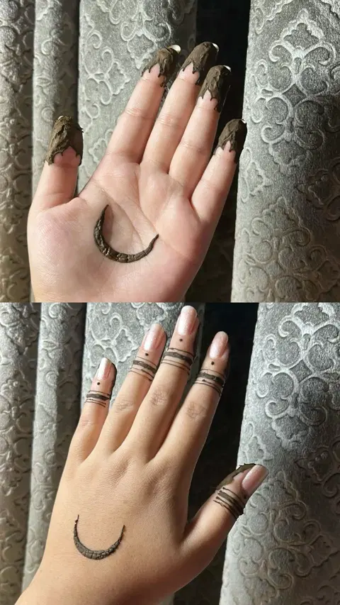 simple stylish moon back hand mehndi design