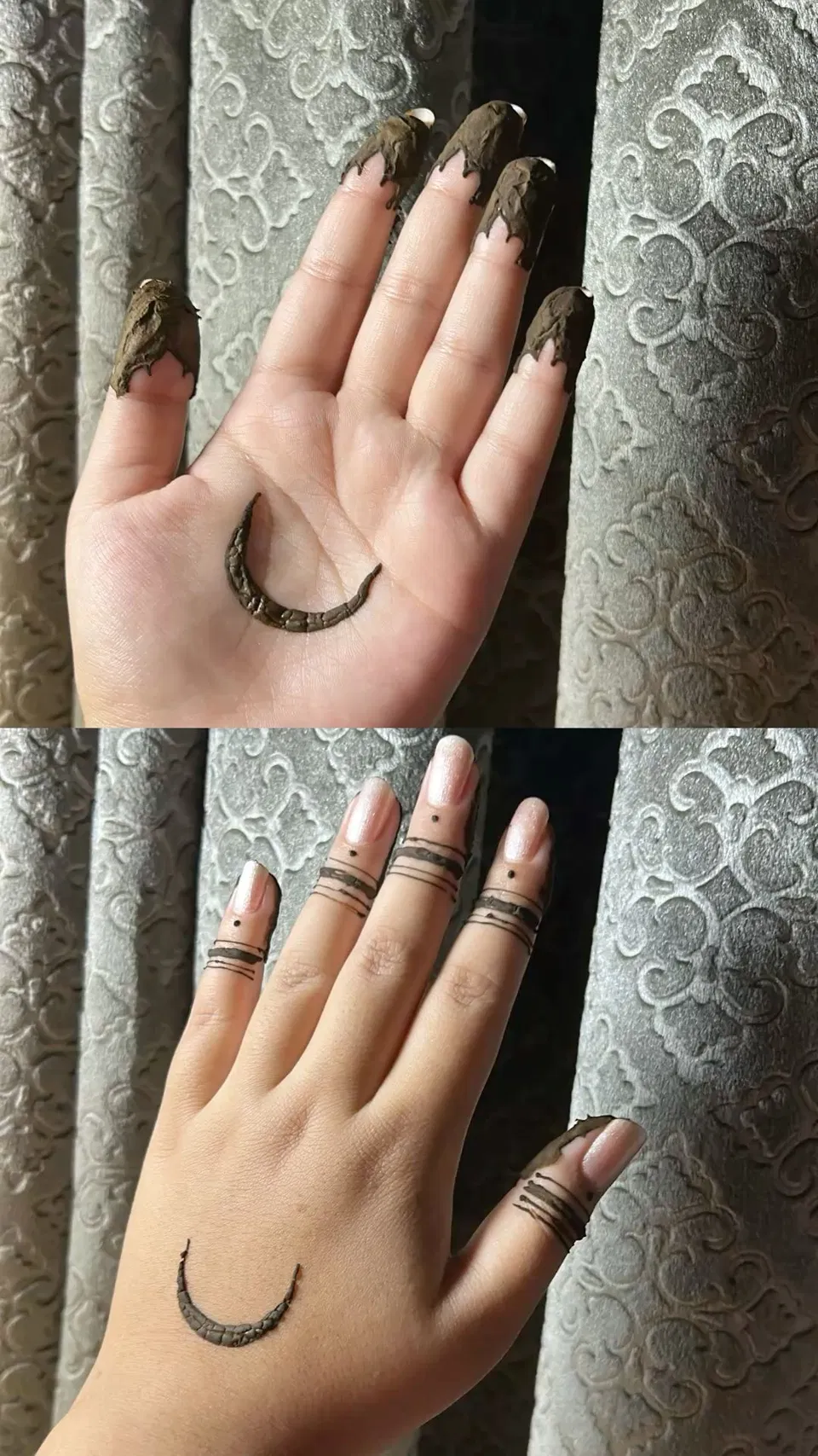 Simple Stylish Back Hand Mehndi Design with Moon