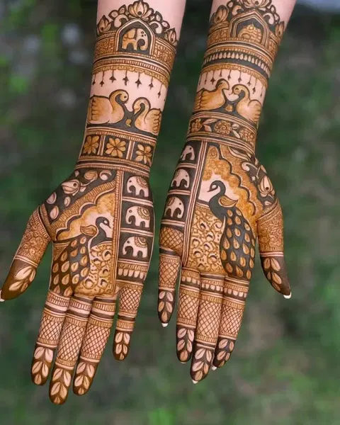 indian peacock foot mehndi design