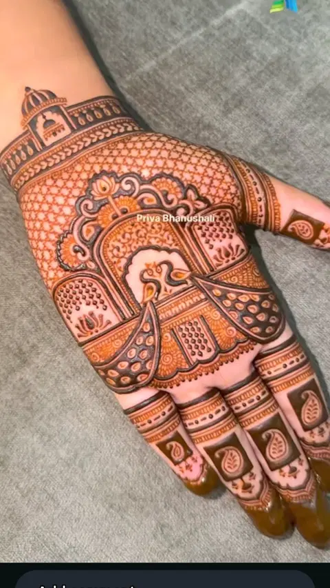 aesthetic indian figure front hand mehndi design