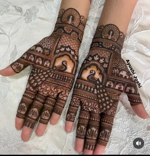 bridal indian figure back hand mehndi design