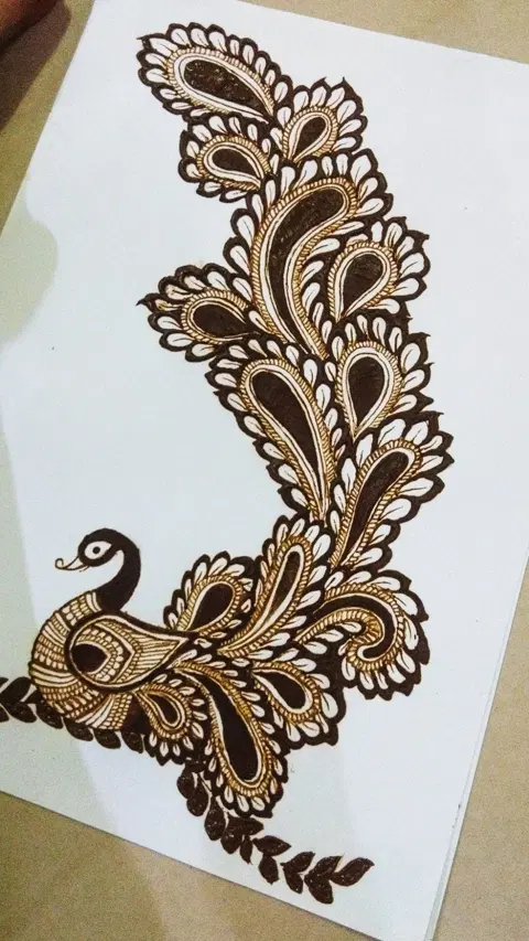 bridal indian peacock finger mehndi design