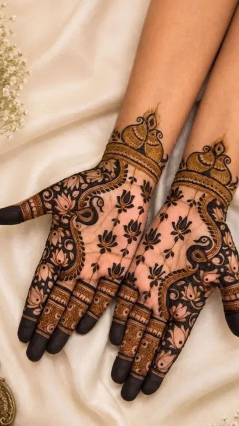 aesthetic indian figure front hand mehndi design