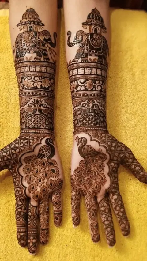 bridal indian peacock foot mehndi design