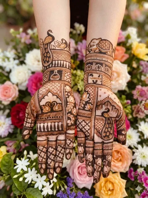 bridal indian figure front hand mehndi design