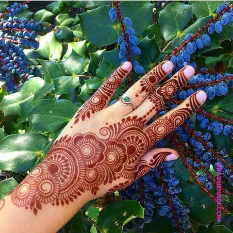 arabic simple circle back hand mehndi design