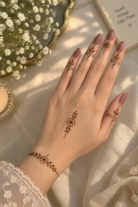 aesthetic arabic back hand mehndi design