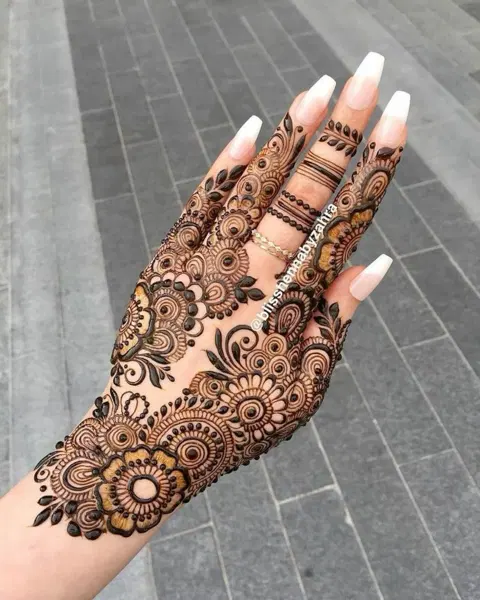 arabic bridal back hand mehndi design