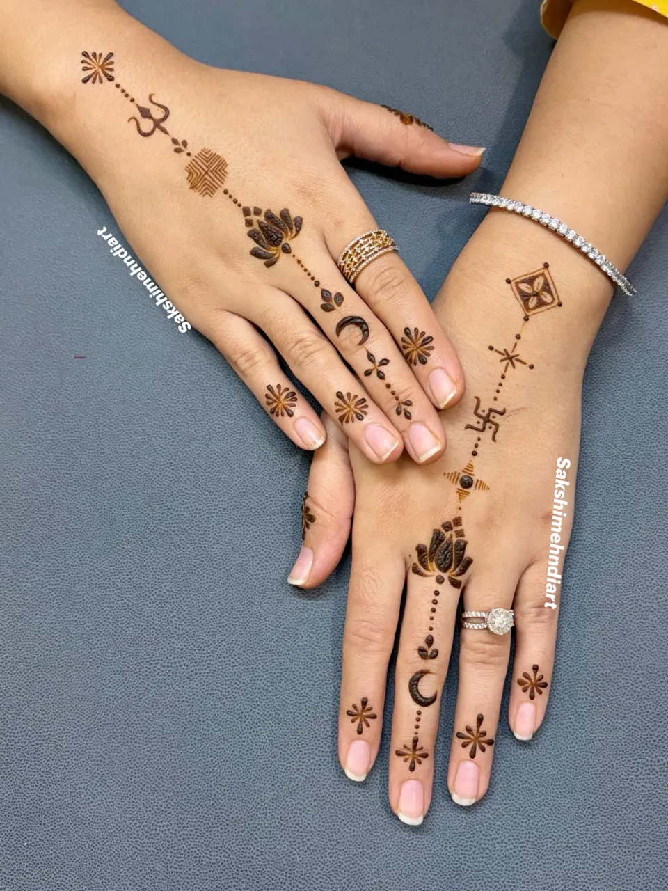 Aesthetic Minimal Back Hand Mehndi Design with Lotus (2)