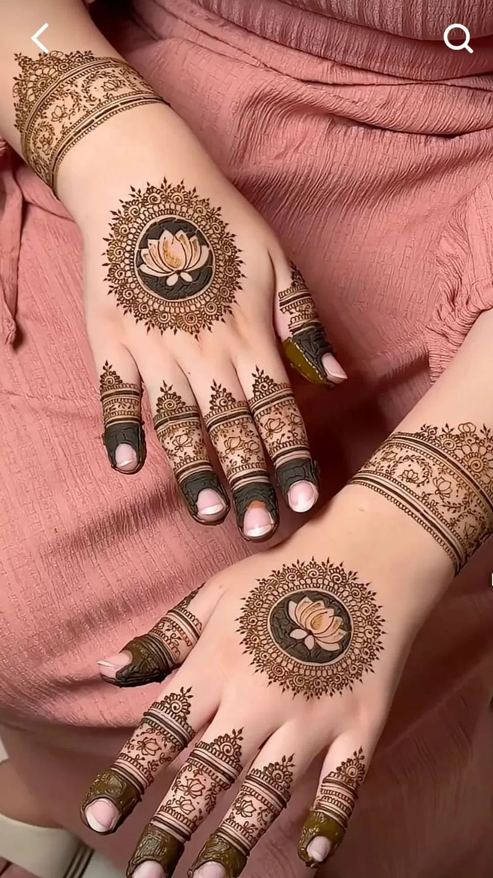 Aesthetic Simple Back Hand Mehndi Design with Gol Tikki and Lotus (2)