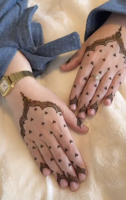aesthetic bridal heart back hand mehndi design