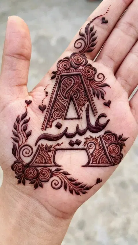 simple stylish name front hand mehndi design