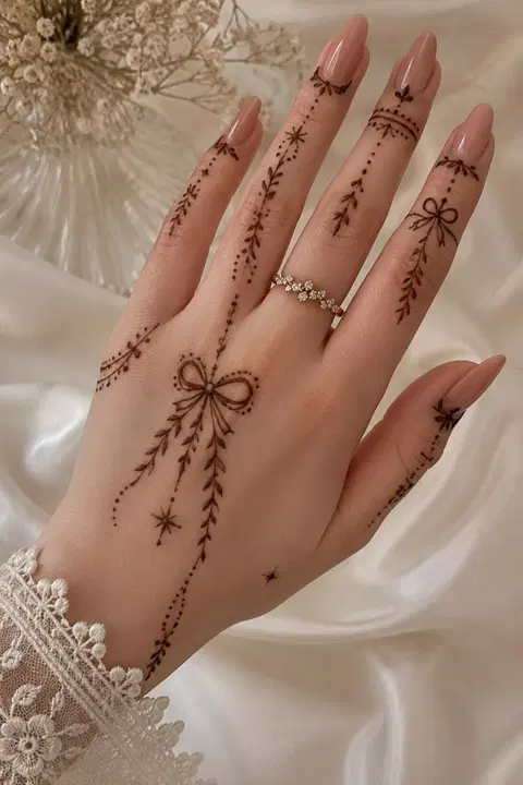 aesthetic arabic back hand mehndi design