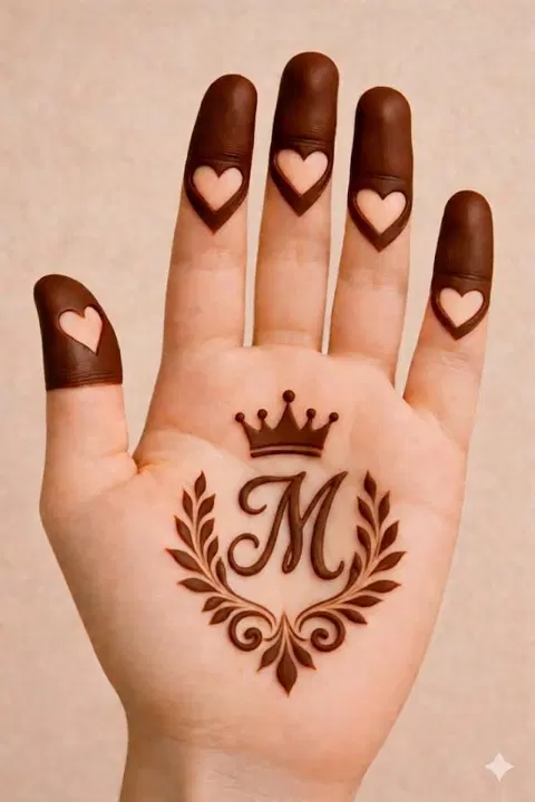 simple stylish heart finger mehndi design