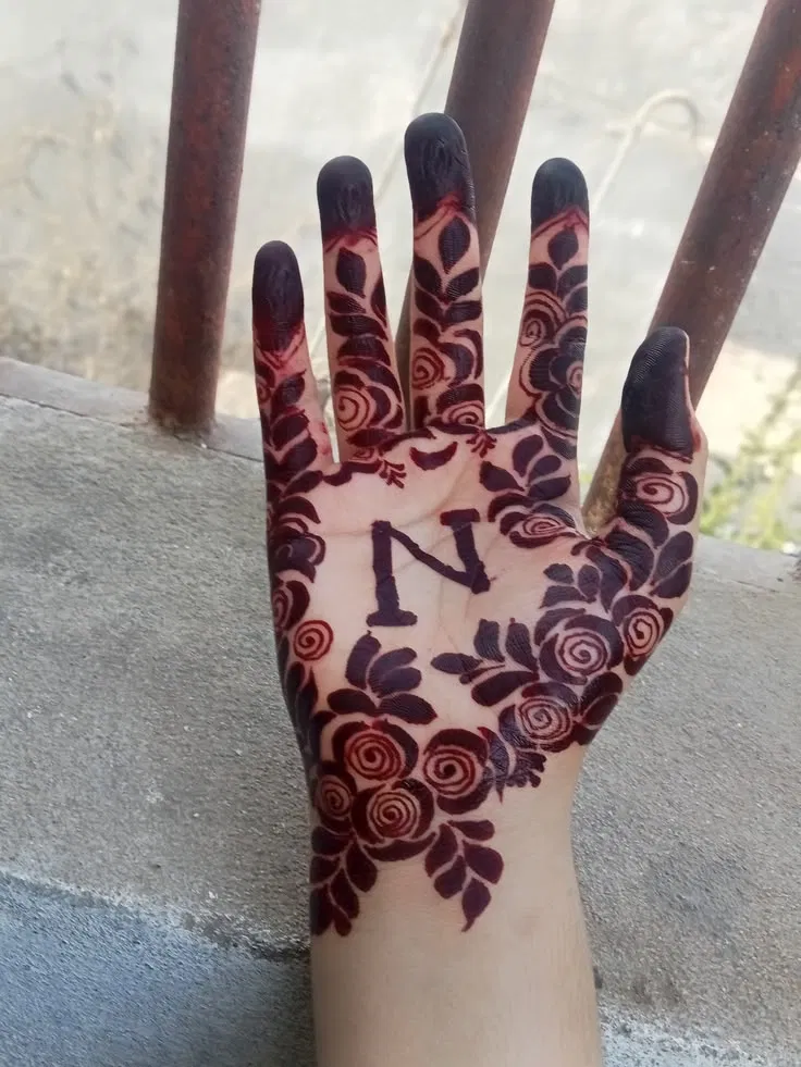 Arabic Simple Front Hand Mehndi Design with Hidden Name (2)