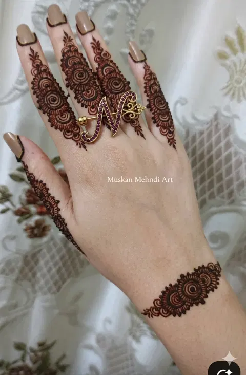 arabic simple heart back hand mehndi design