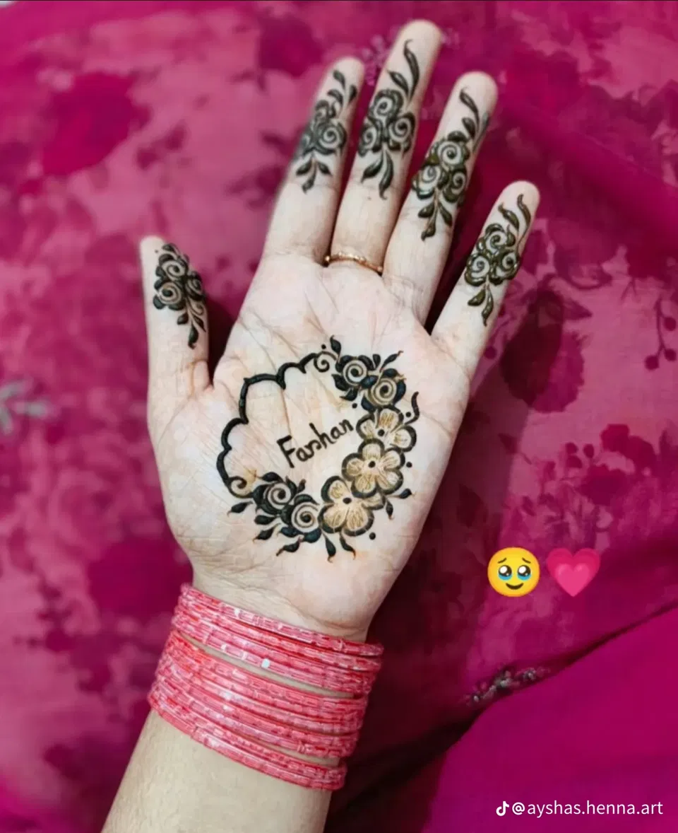 Arabic Simple Front Hand Mehndi Design with Hidden Name (3)