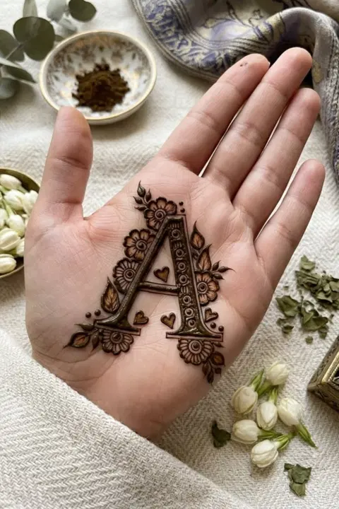 arabic minimal circle front hand mehndi design