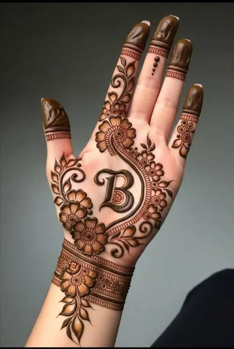 arabic bridal circle back hand mehndi design