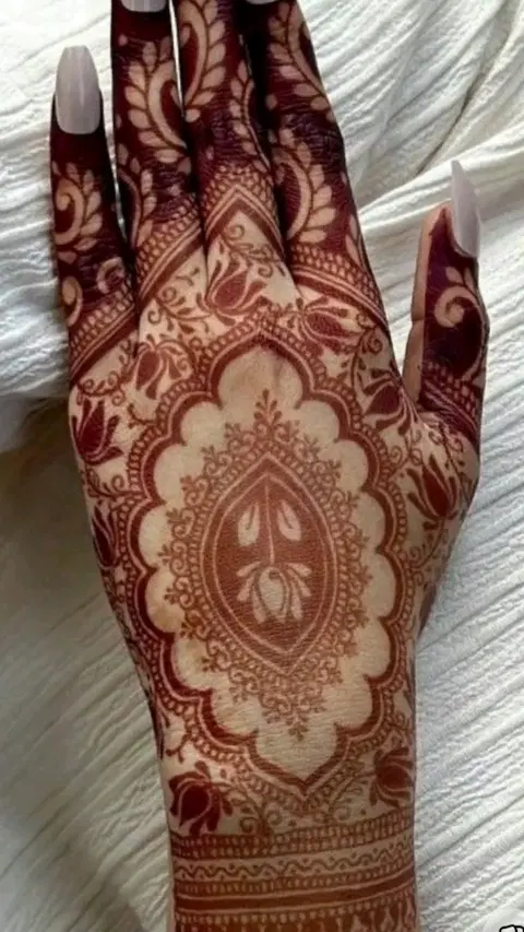 aesthetic royal lotus back hand mehndi design