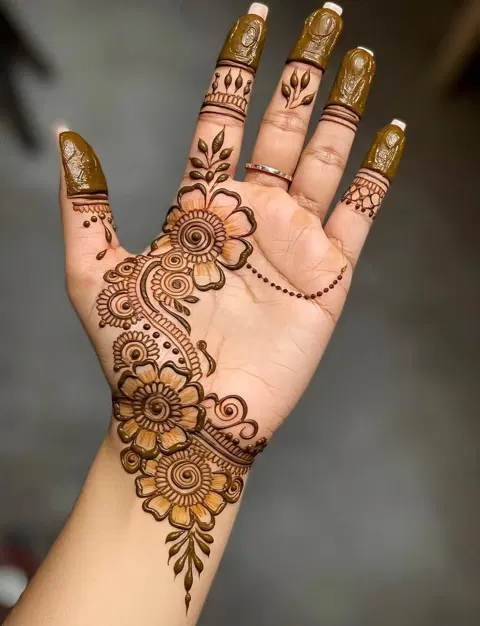 arabic bridal bel finger mehndi design