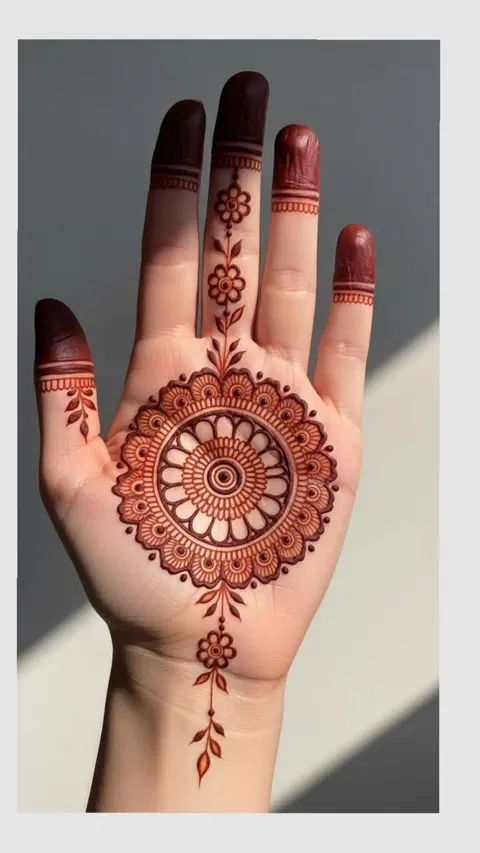 aesthetic minimal circle back hand mehndi design