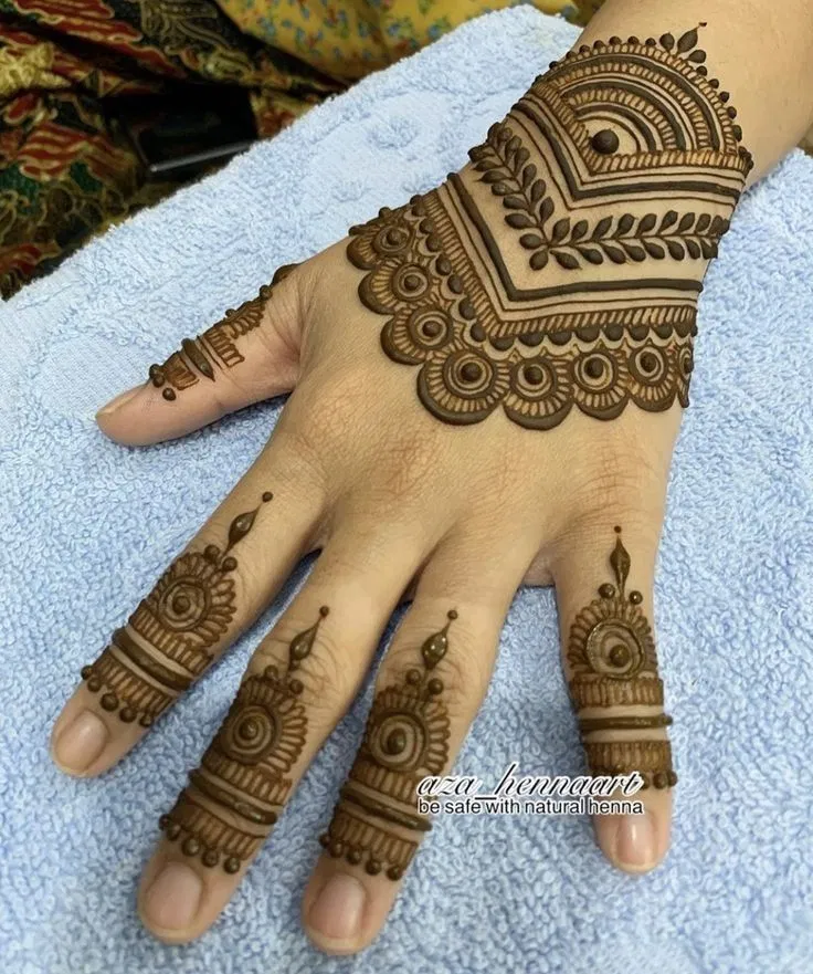 Simple Stylish Back Hand Mehndi Design for Teej