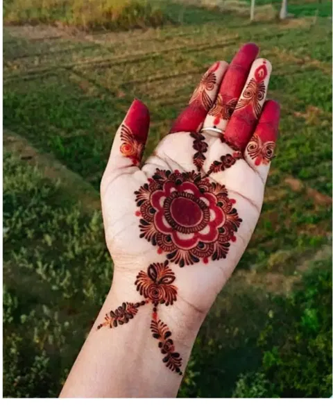 arabic simple circle finger mehndi design