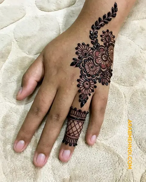 arabic simple flower back hand mehndi design