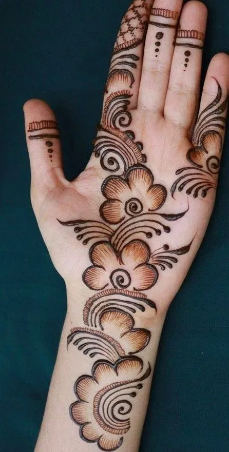 Arabic Simple Front Hand Mehndi Design with Bel (8)