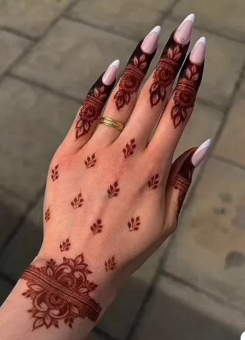 aesthetic indian back hand mehndi design