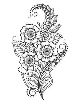 Mehndi Design with Flowers, Lotus and Moon (2)