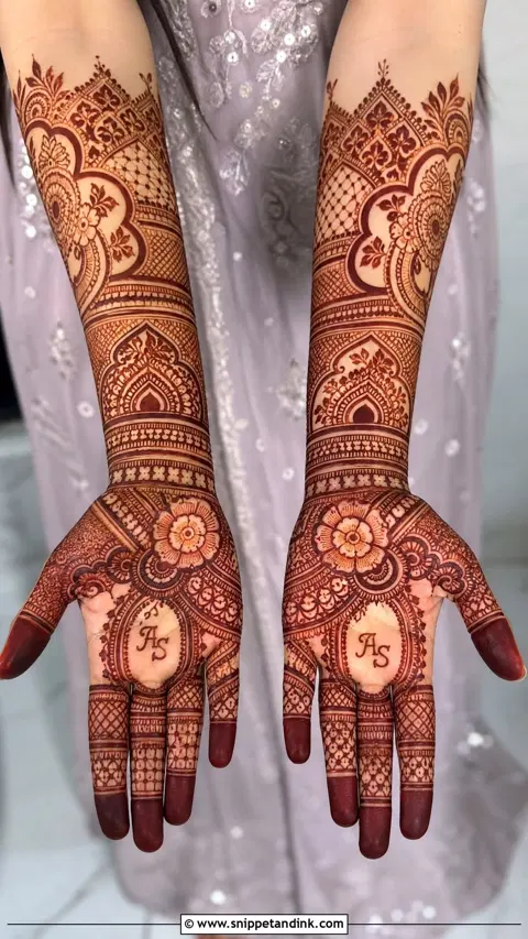arabic bridal flower front hand mehndi design