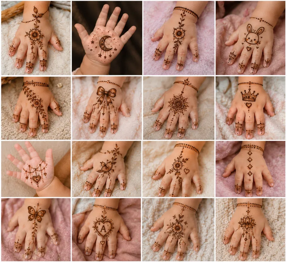 Minimal Simple Finger Mehndi Design with Gol Tikki and Moon