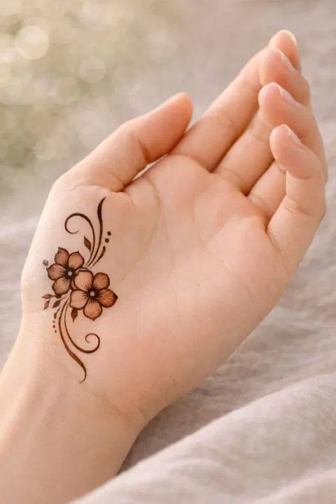 aesthetic arabic flower finger mehndi design