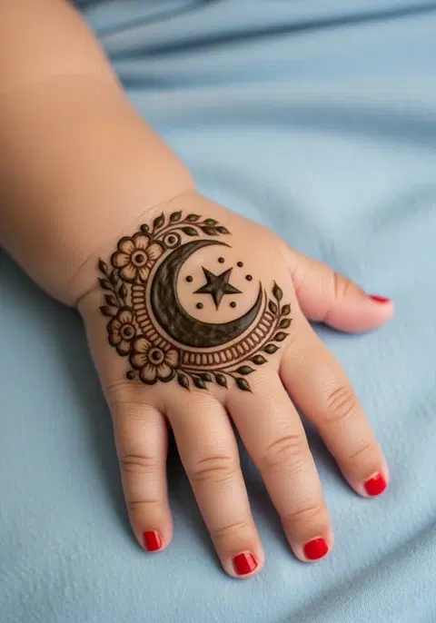 simple circle back hand mehndi design