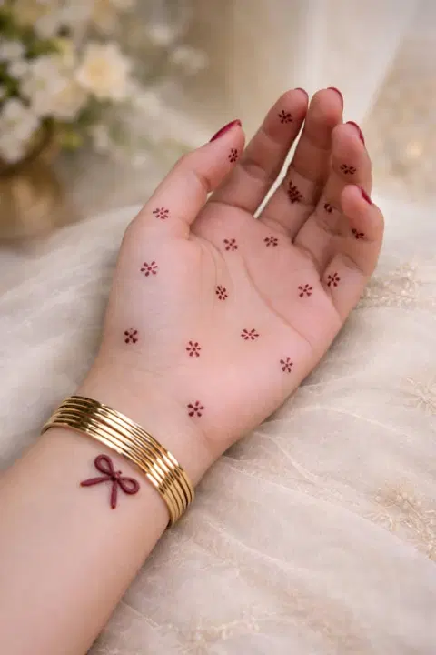 aesthetic minimal circle finger mehndi design