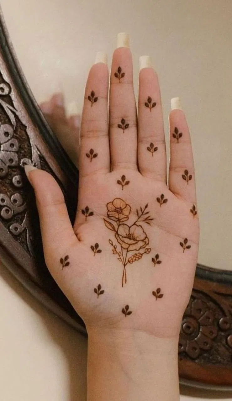 Aesthetic Arabic Front Hand Mehndi Design with Flowers and Lotus for Raksha Bandhan (4)