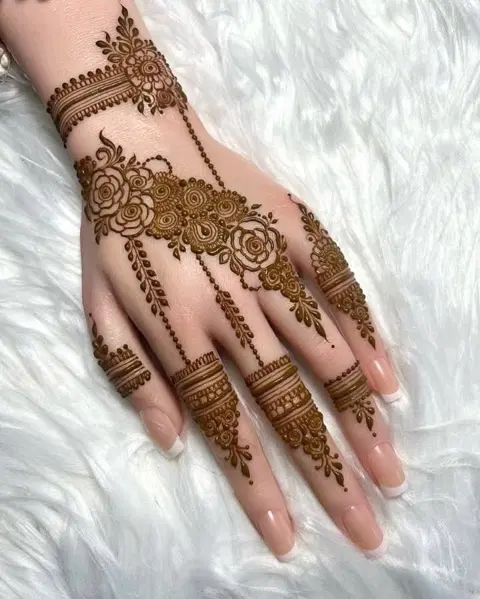 aesthetic simple back hand mehndi design